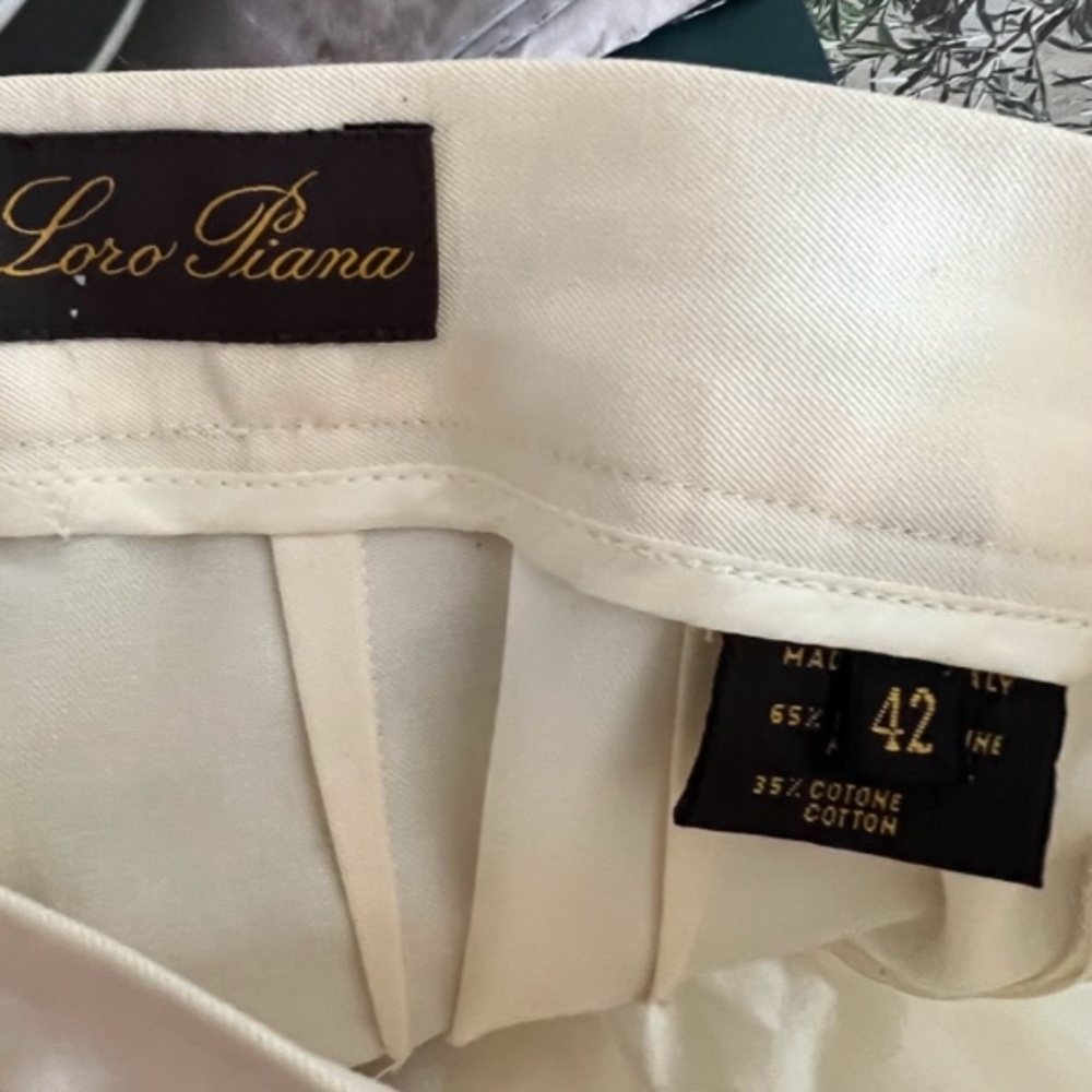 LORO PIANA- LUXURY BRAND ITALY - SIZE 42 XSMALL PANTS - CREAM PRE LOVED - Picture 3 of 5